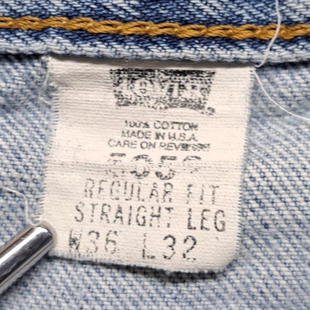 Levi's 505 Straight Leg Jeans Men 36x32 Light Blue Good Raw Hem Made in USA - Picture 3 of 16